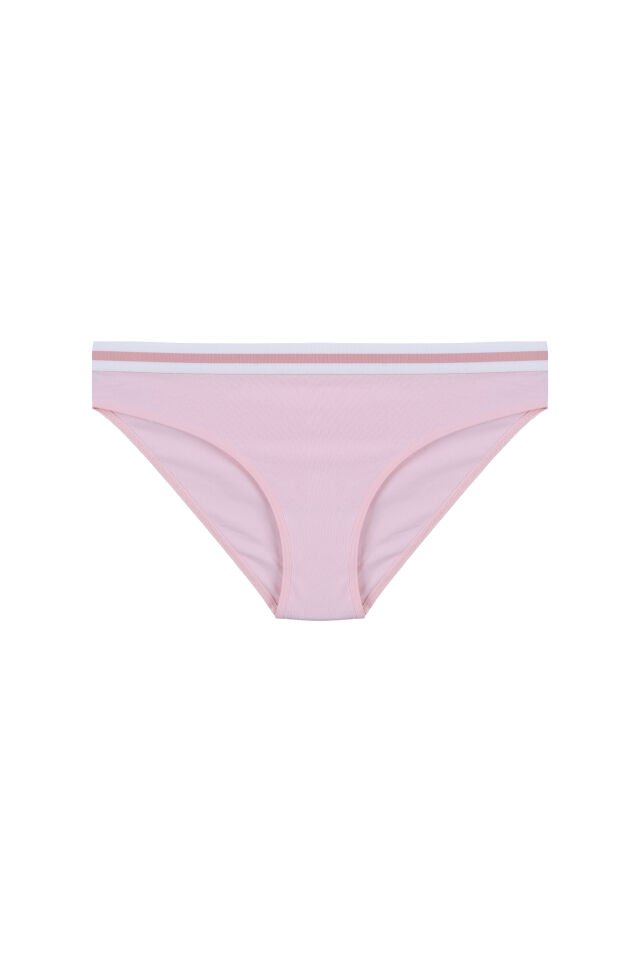 Kadın Pamuklu Beli Lastikli Slip/Külot Gri - Pembe - M
