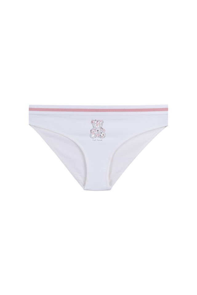 Kadın Pamuklu Beli Lastikli Slip/Külot Gri - Pembe - M