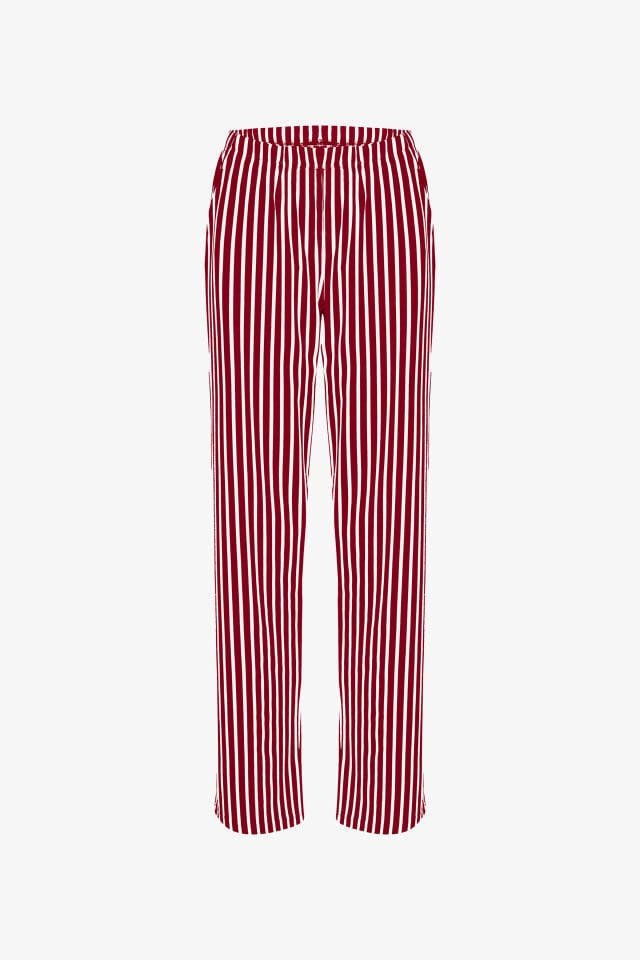 Kadın Kısa Kollu Pamuklu Desenli Pijama Takımı S - Kırmızı - Kahverengi