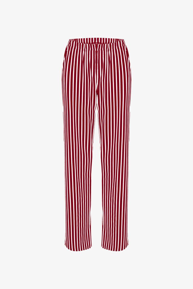 Kadın Kısa Kollu Pamuklu Desenli Pijama Takımı L - Kırmızı - Kahverengi