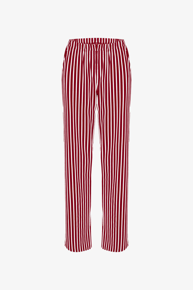 Kadın Kısa Kollu Pamuklu Desenli Pijama Takımı XL - Kırmızı - Kahverengi