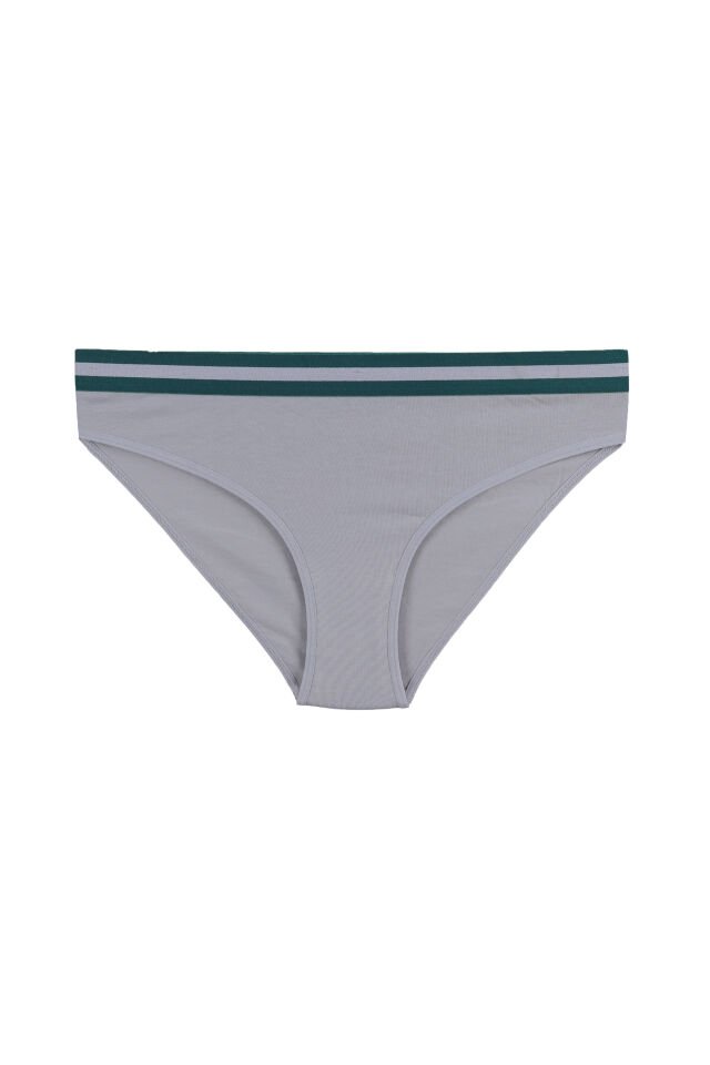 Kadın Pamuklu Beli Lastikli Slip/Külot Lacivert - Ekru - XL