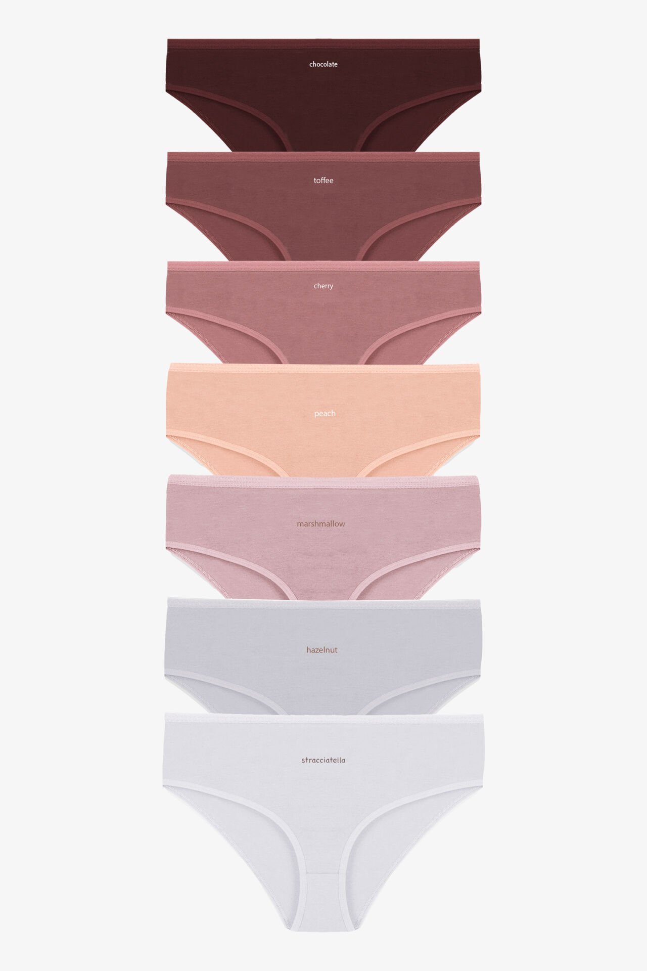 Kadın 7'li Curve Pamuklu Likralı Bato Külot Kahverengi -  Ekru - XL