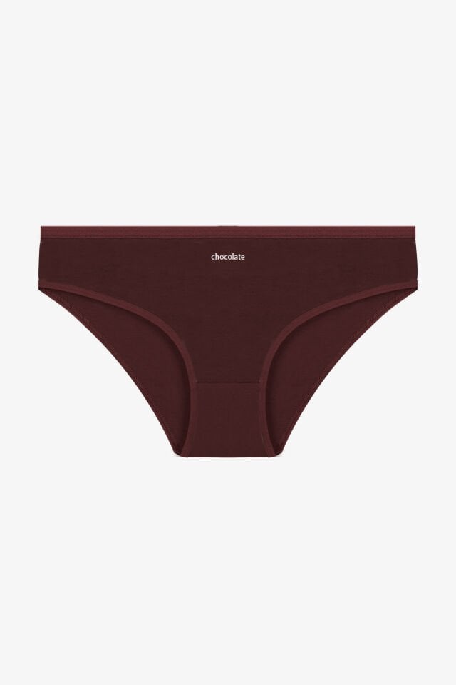 Kadın 7'li Curve Pamuklu Likralı Bato Külot Kahverengi -  Ekru - 2XL