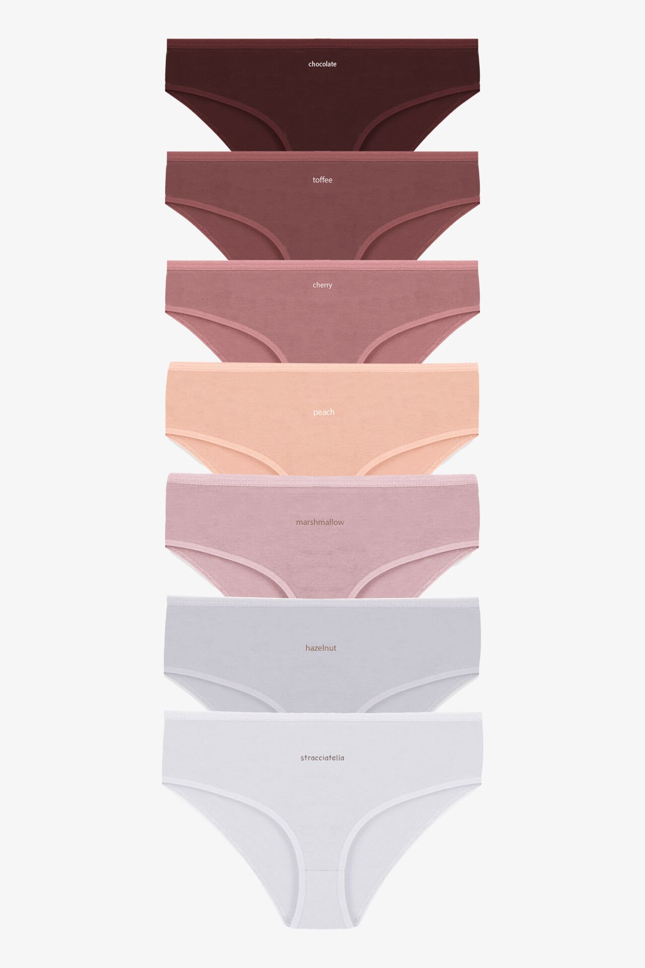 Kadın 7'li Curve Pamuklu Likralı Bato Külot Kahverengi -  Ekru - 4XL