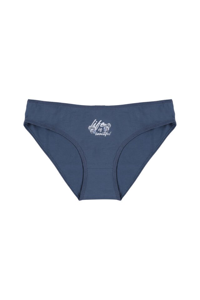 Kadın 3'lü Pamuklu Basic Külot Lacivert - Mavi - L - XL