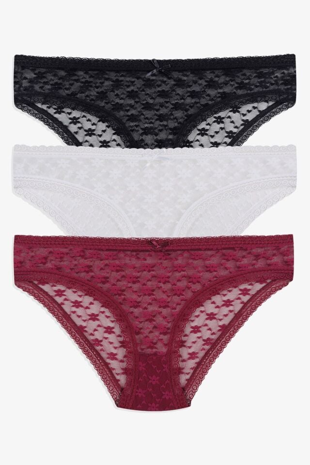 Kadın 3'lü Dantelli Külot