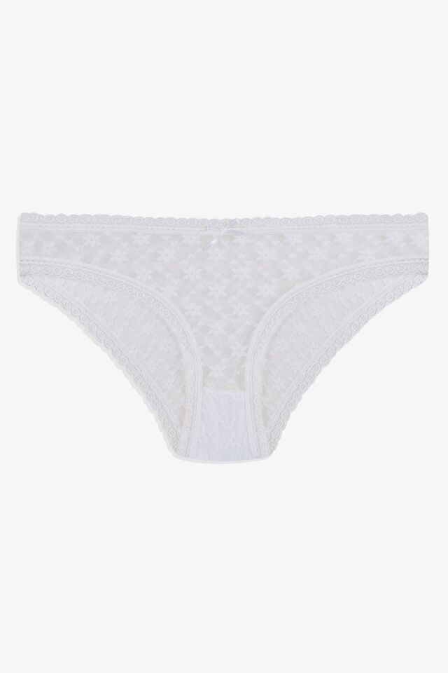 Kadın 3'lü Dantelli Külot 11071-4Siyahekrubordo - L/XL