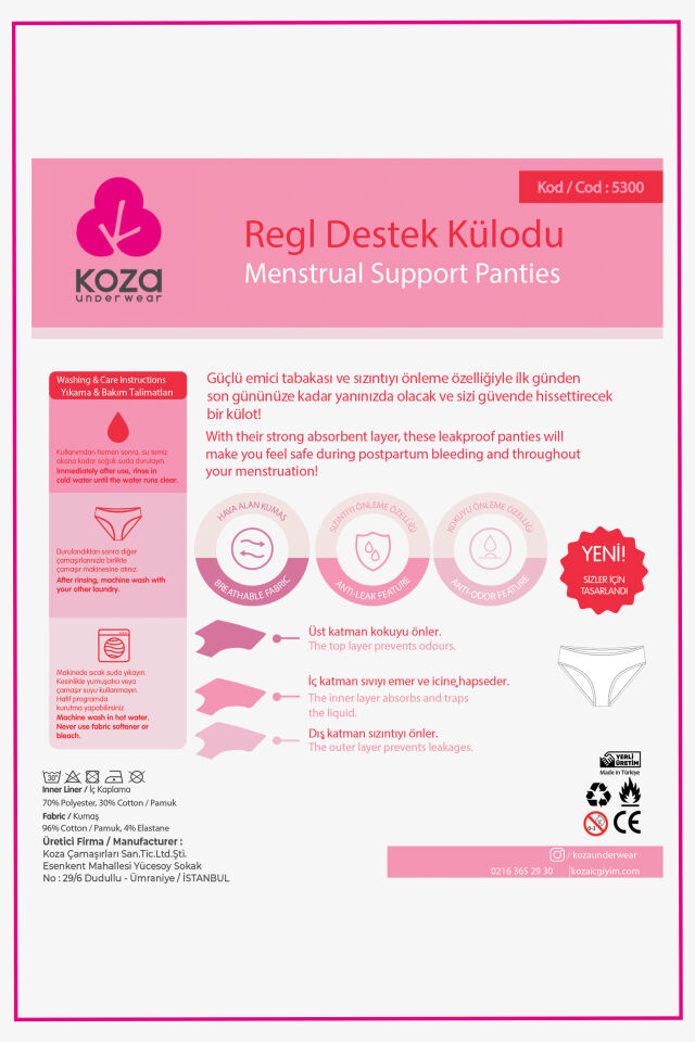 2 Adet Siyah Yıkanabilir Regl Period Destek Külodu Siyah - S