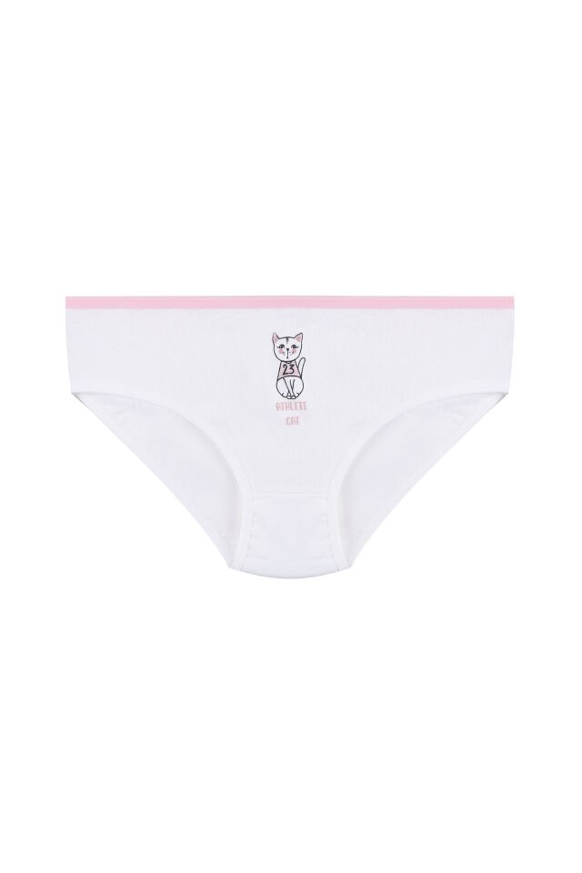 Kız Çocuk 3'lü Sevimli Fare Desenli Slip Beyaz - 7-9 Yaş