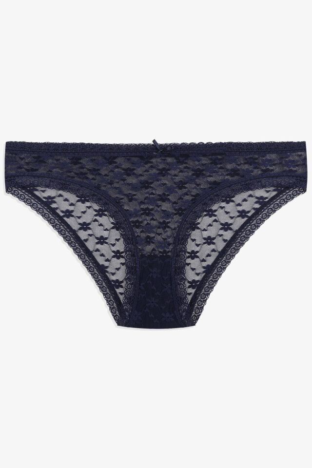 Kadın 3'lü Dantelli Külot 11071-8Lacibeyazglkurusu - S/M