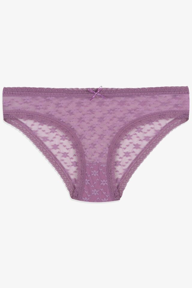 Kadın 3'lü Dantelli Külot 11071-8Lacibeyazglkurusu - S/M