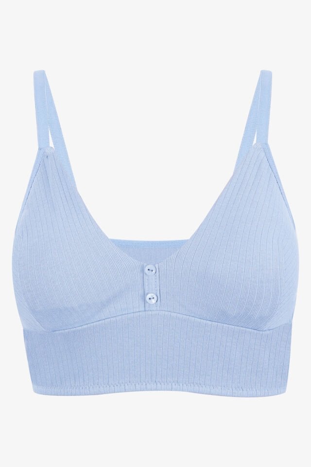 Kadın Fitilli Düğme Detaylı Büstiyer 75 - Bebe Mavisi