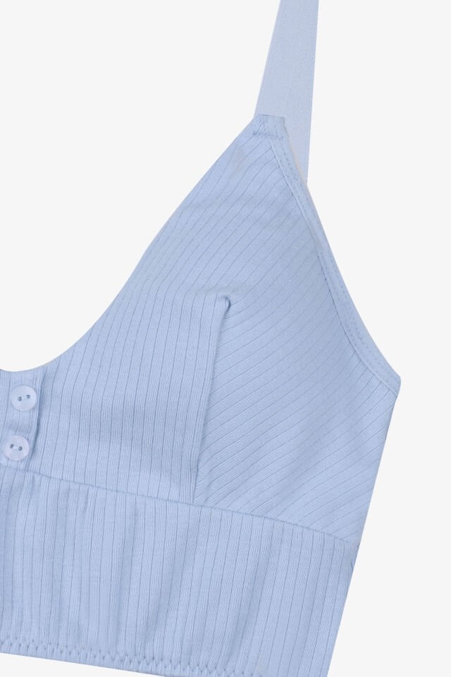 Kadın Fitilli Düğme Detaylı Büstiyer 75 - Bebe Mavisi