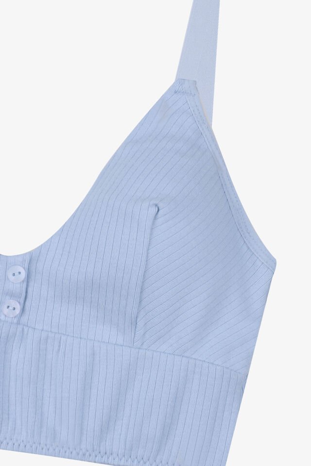 Kadın Fitilli Düğme Detaylı Büstiyer 75 - Bebe Mavisi