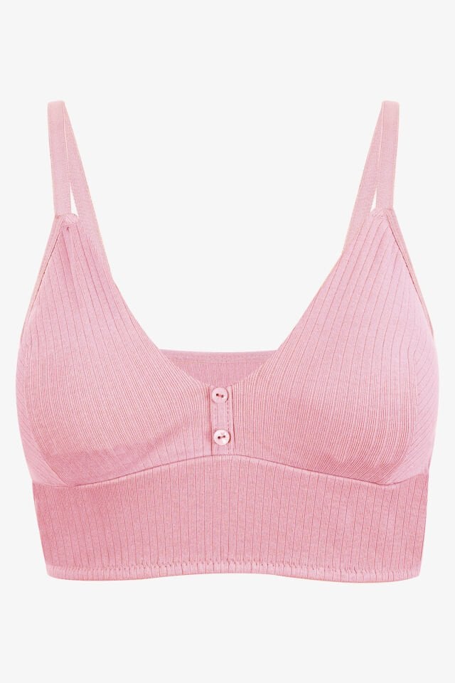 Kadın Fitilli Düğme Detaylı Büstiyer 75 - Pastel