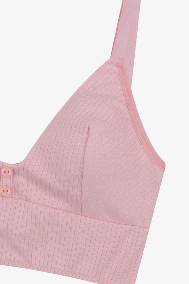 Kadın Fitilli Düğme Detaylı Büstiyer 75 - Pastel