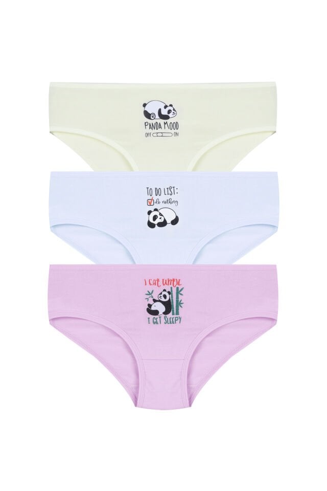 Kız Çocuk 3'lü Sevimli Fare Desenli Slip Yeşil - 5-7 Yaş