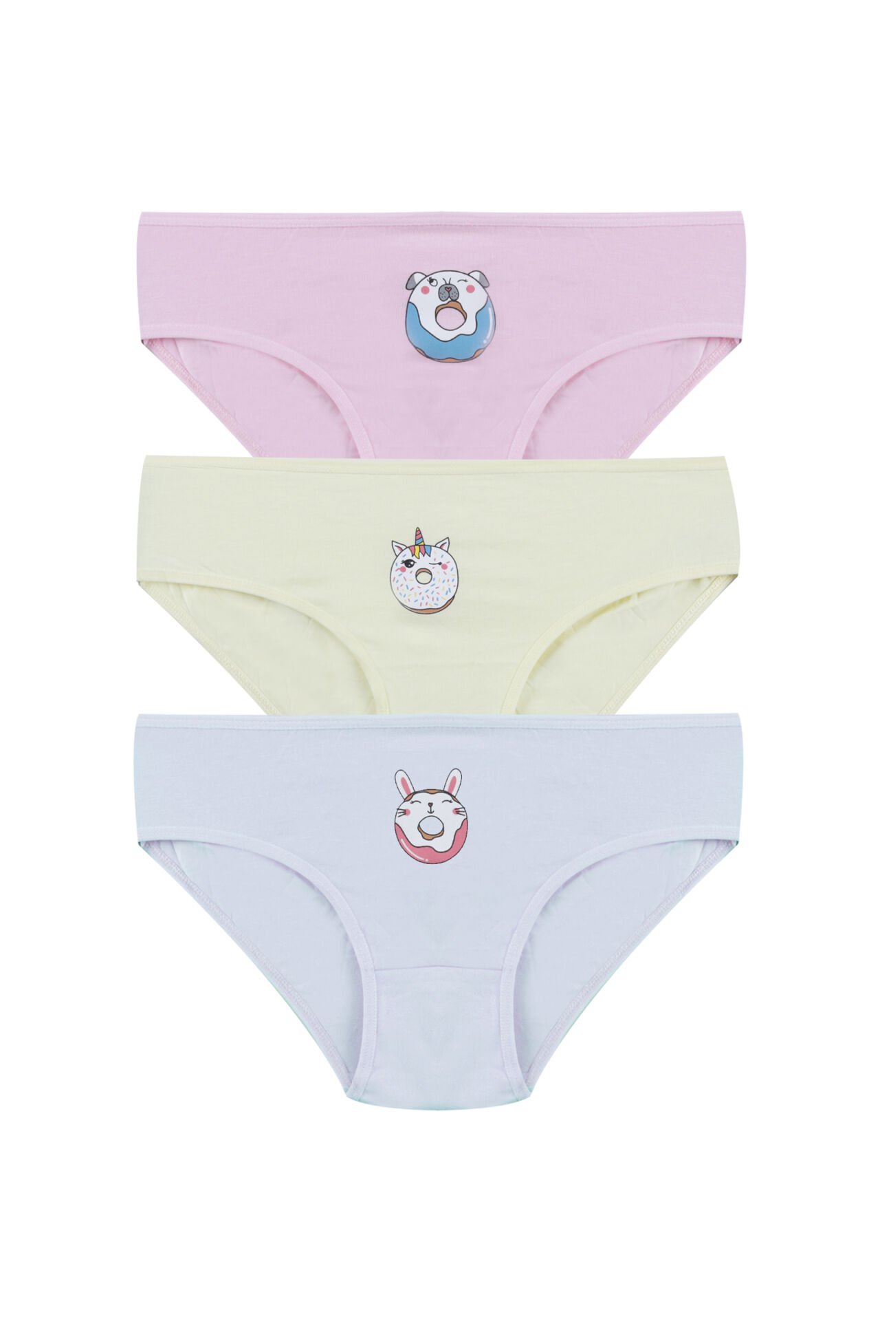 Kız Çocuk 3'lü Sevimli Fare Desenli Slip Mavi - 5-7 Yaş