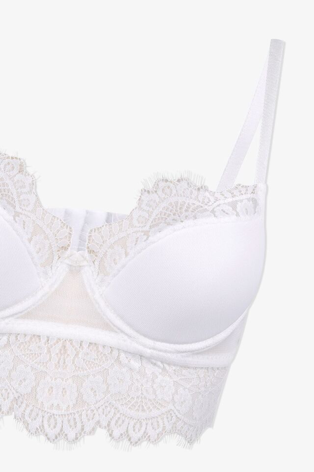 Dantelli Tüllü Sütyen Takım Ekru - 85B