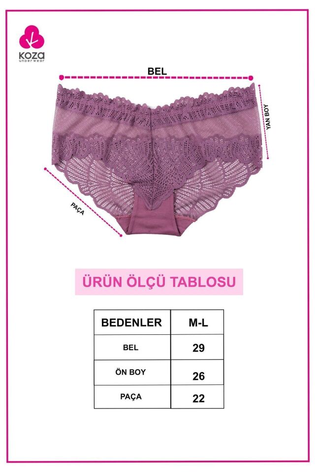 Kadın 3'lü Dantelli Külot Fümegkurusuvizon - M
