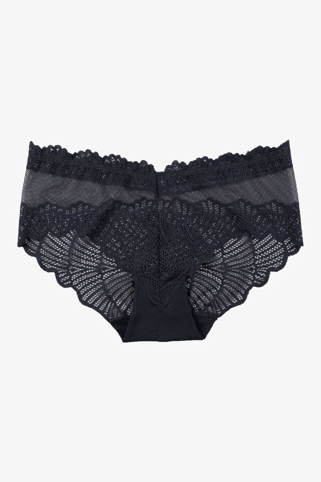 Kadın 3'lü Dantelli Külot Siyahbeyazfüme - M