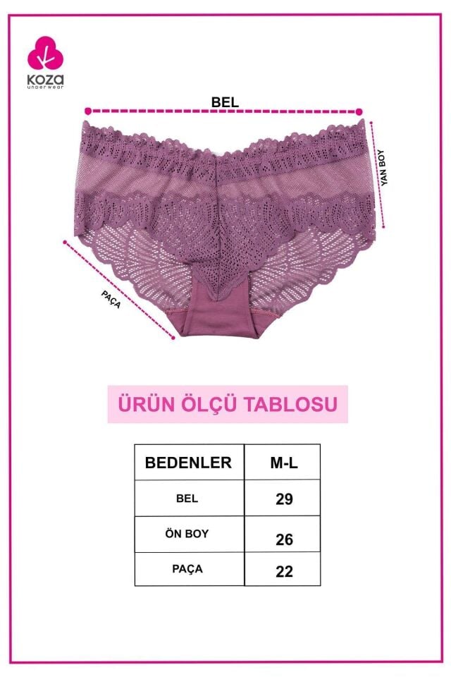 Kadın 3'lü Dantelli Külot Siyahbeyazfüme - M