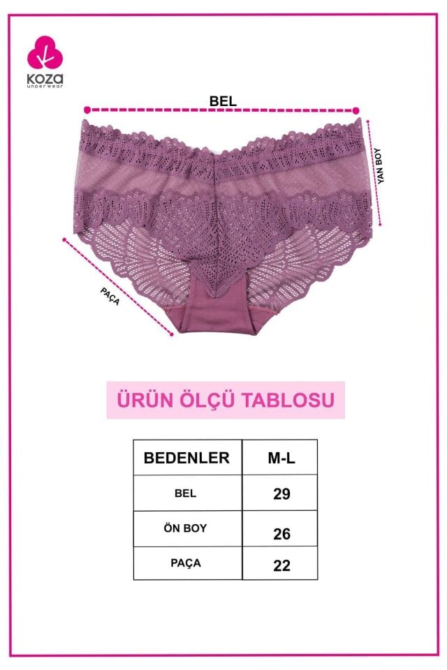 Kadın 3'lü Dantelli Külot Siyahbeyazgkurusu - M