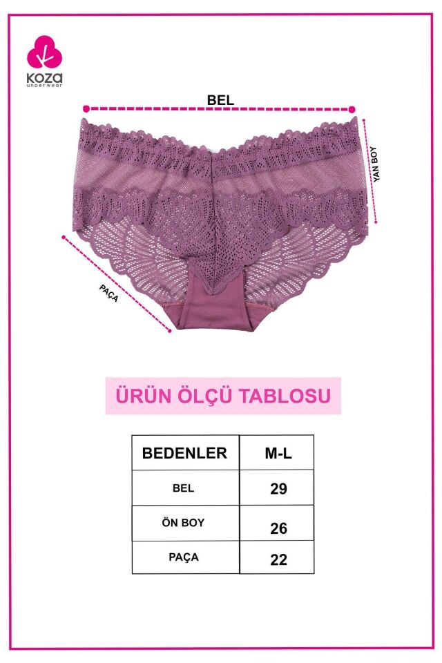 Kadın 3'lü Dantelli Külot Siyahbeyazgkurusu - M