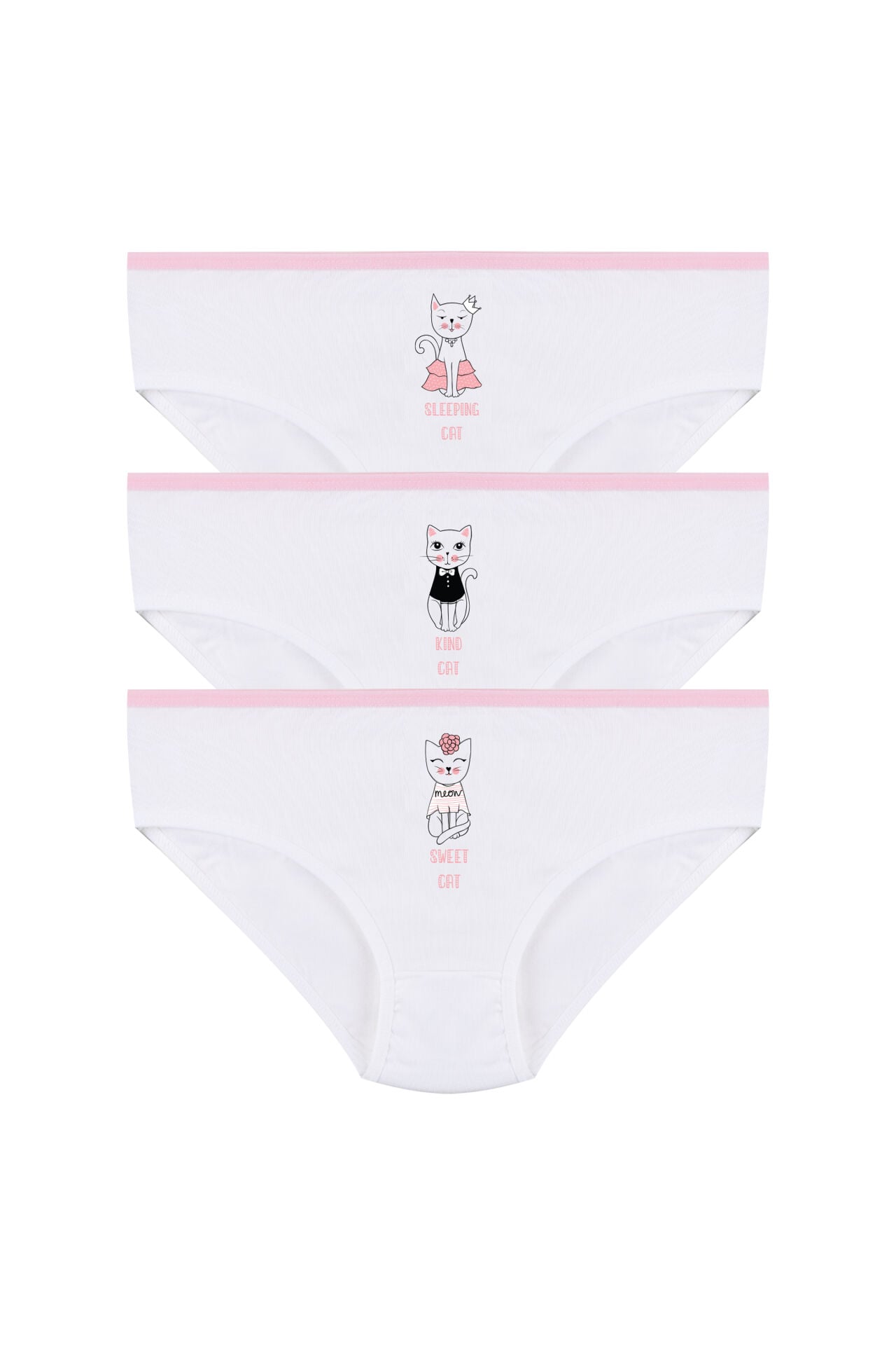 Kız Çocuk 3'lü Sevimli Fare Desenli Slip Pudra - 9-11 Yaş