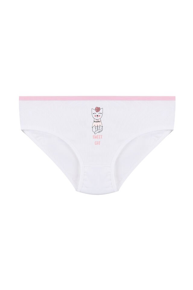 Kız Çocuk 3'lü Sevimli Fare Desenli Slip Pudra - 9-11 Yaş