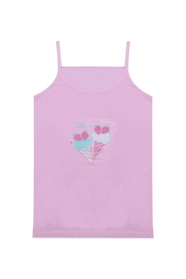 Kız Çocuk 3'lü Desenli Atlet 1056-25 - 7-9 Yaş