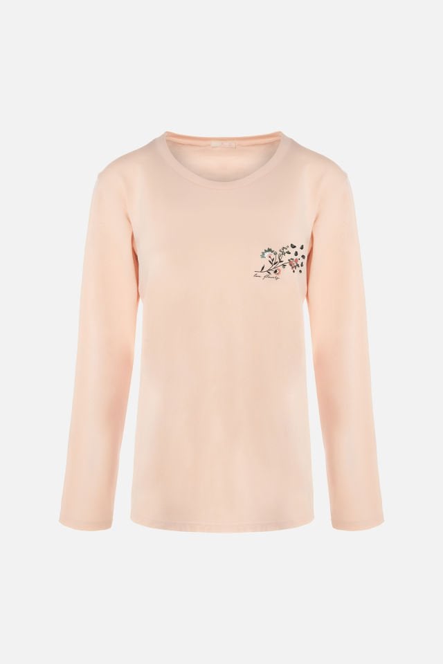 Kadın Pamuklu Çiçek Desenli Basic Pijama Takımı