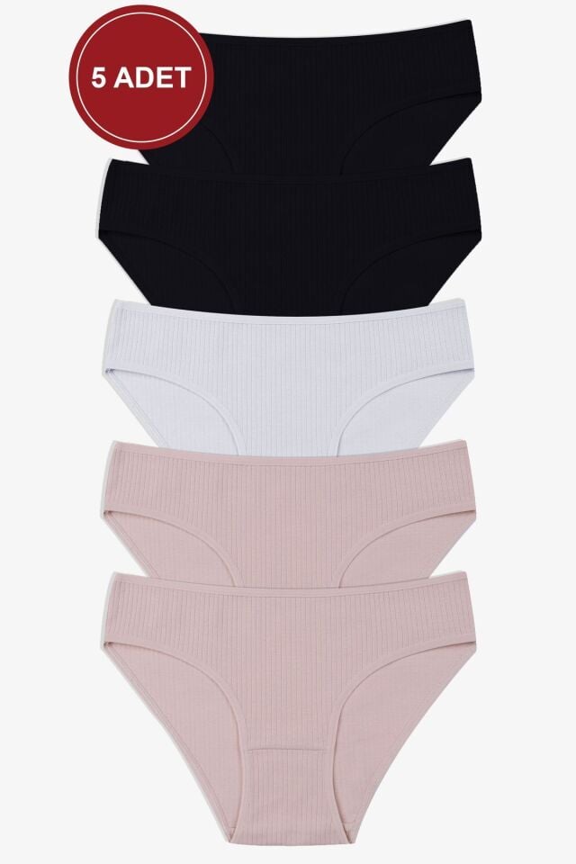 Kadın 5'li Fitilli Külot Siyah - XL