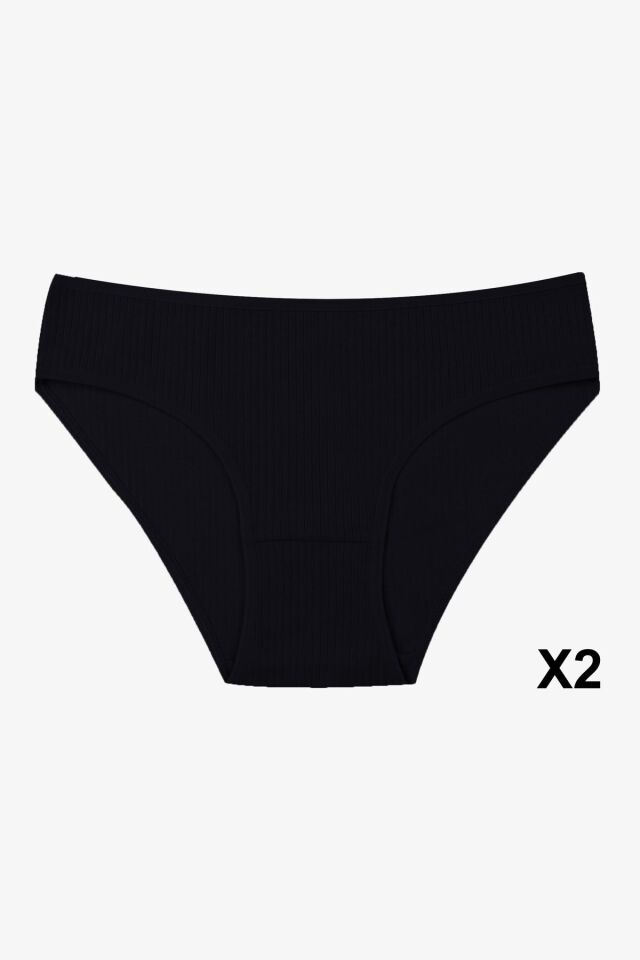 Kadın 5'li Fitilli Külot Siyah - XL