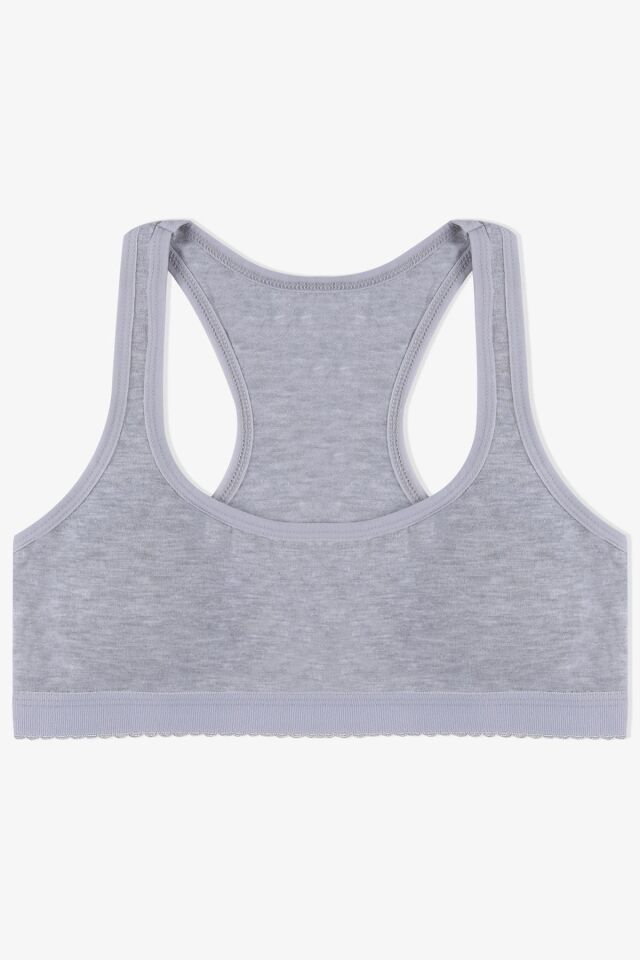 Kadın Kalın Askılı Kaplı Halter Pamuklu Sporcu Büstiyer 80503 Gri Melanj - 90/95 - 80503 Gri Melanj - 90/95