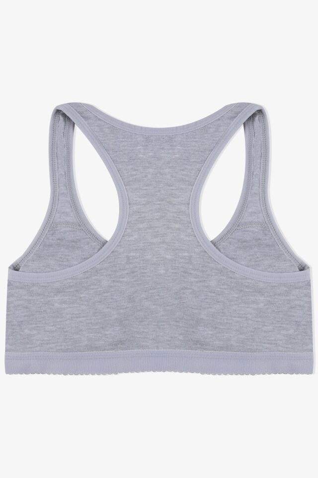 Kadın Kalın Askılı Kaplı Halter Pamuklu Sporcu Büstiyer 80503 Gri Melanj - 90/95 - 80503 Gri Melanj - 90/95