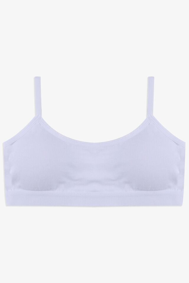 Kadın Ince Askılı Kaplı Pamuklu Sporcu Büstiyer 80502 Beyaz - 90/95 - 80502 Beyaz - 90/95