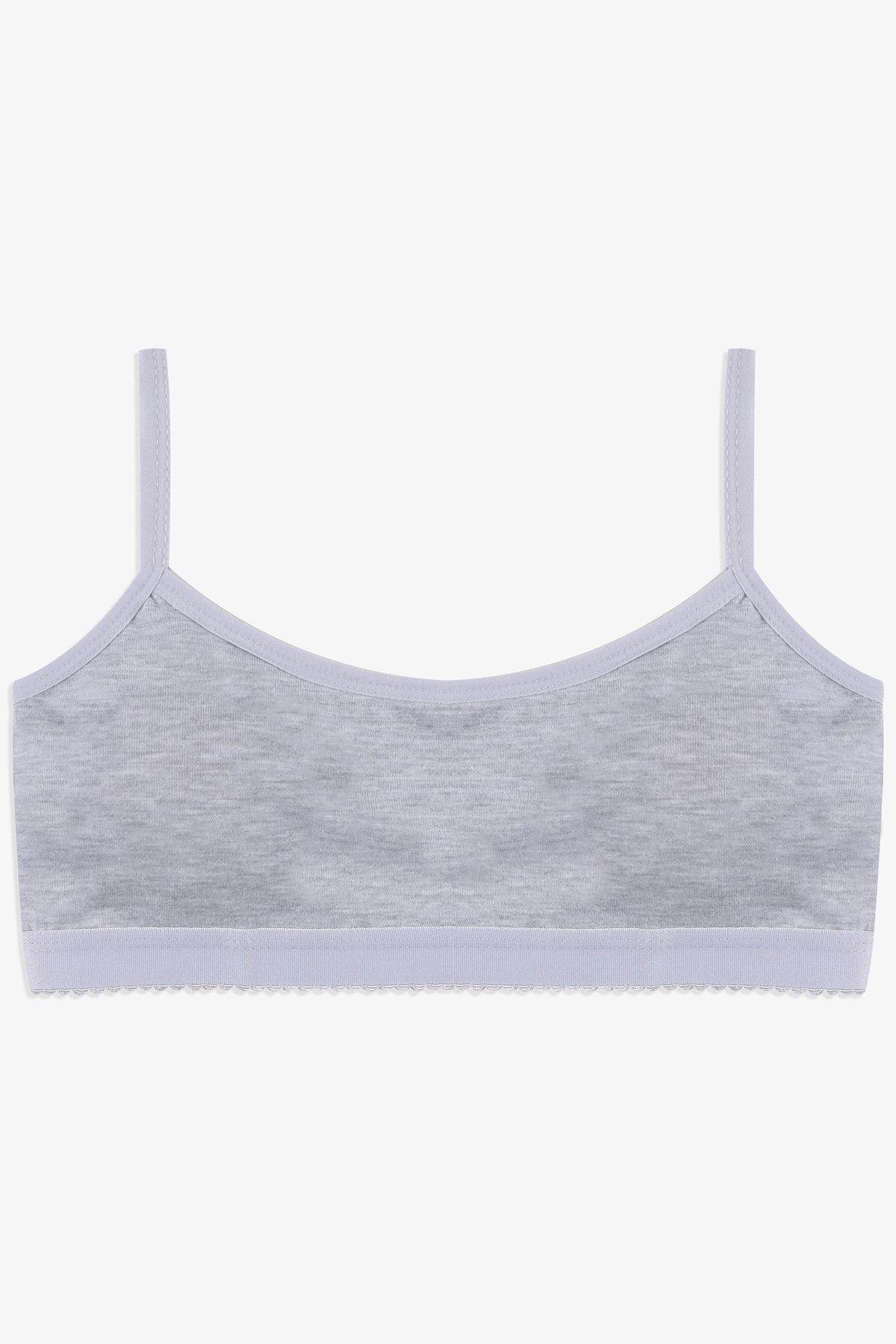 Kadın Ince Askılı Kaplı Pamuklu Sporcu Büstiyer 80502 Gri Melanj - 90/95 - 80502 Gri Melanj - 90/95