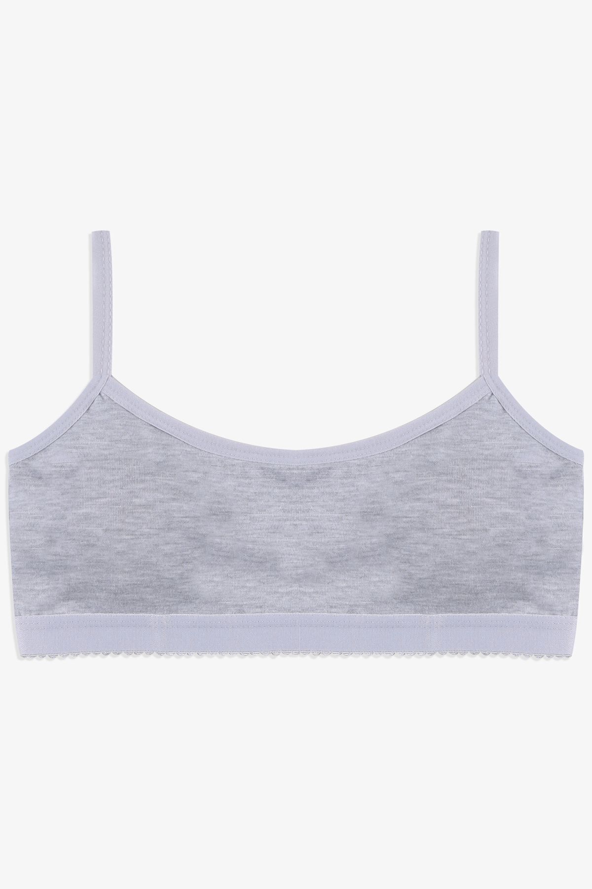 Kadın Ince Askılı Kaplı Pamuklu Sporcu Büstiyer 80502 Gri Melanj - 90/95 - 80502 Gri Melanj - 90/95