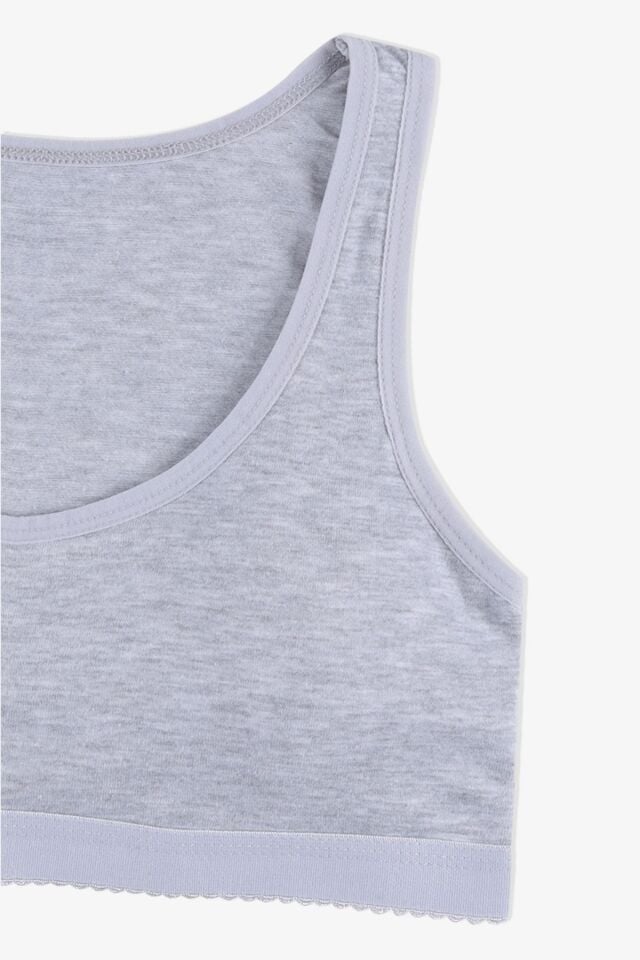 Kadın Kalın Askılı Kaplı Pamuklu Sporcu Büstiyer 80501 Gri Melanj - 70/75 - 80501 Gri Melanj - 70/75