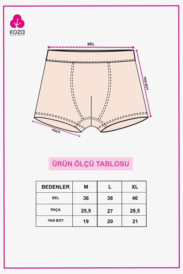 Erkek 3'lü Pamuklu Likralı Boxer KO9003BX-15 - M