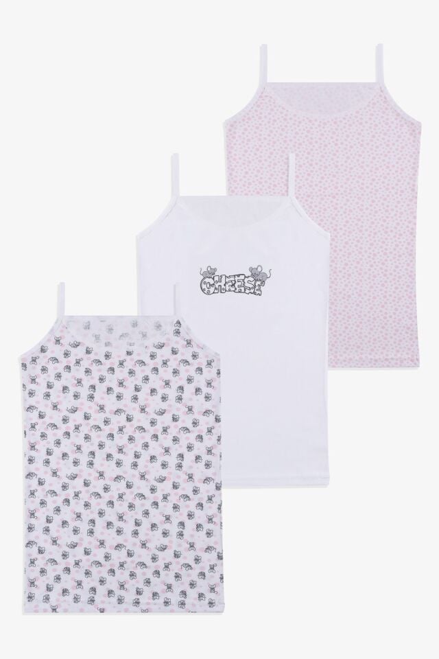 Kız Çocuk 3'lü Penguen Desenli Pamuklu Atlet 2011-5 - 9-11 Yaş - 2011-5 - 9-11 Yaş