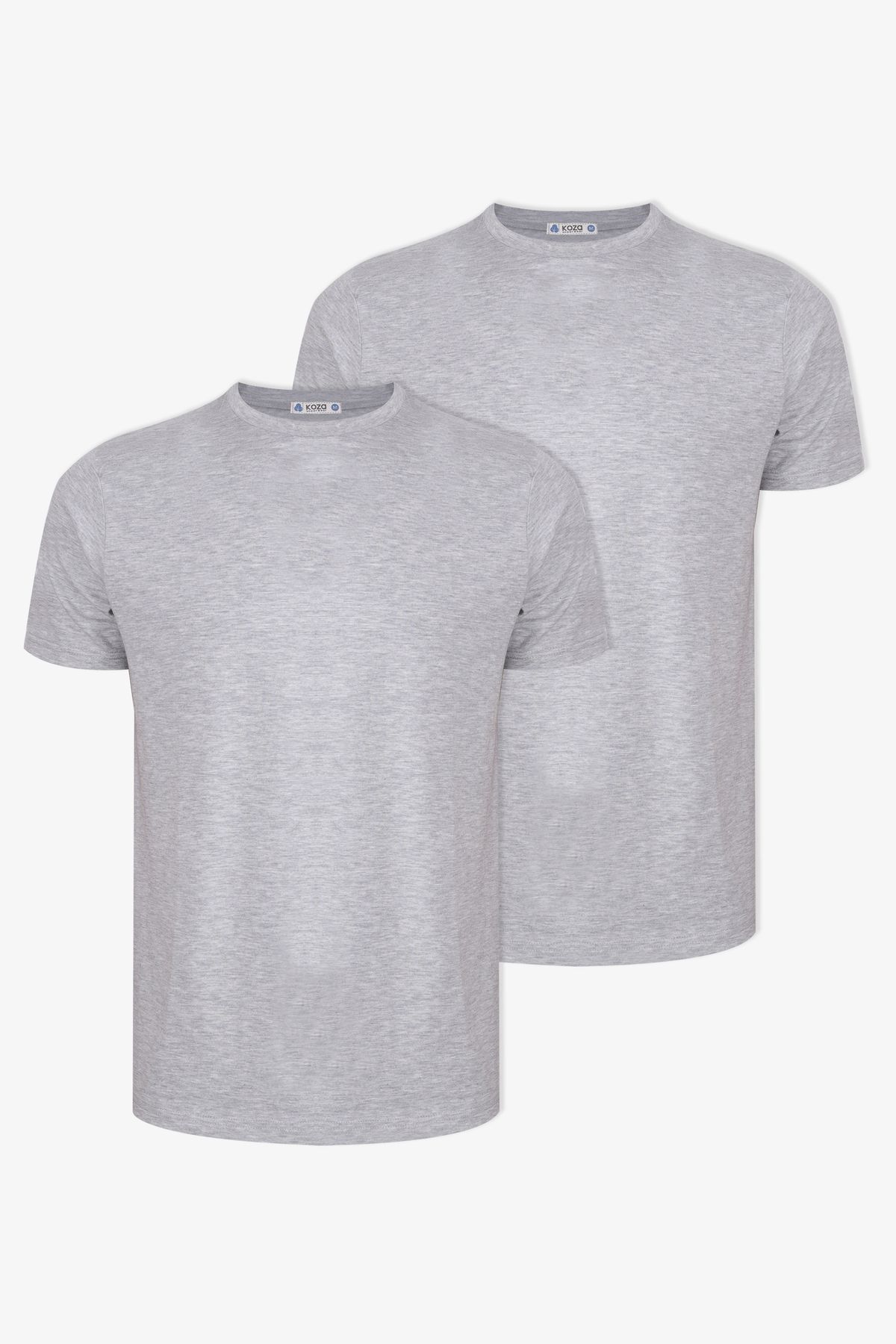 Erkek 2'li Basic Likralı T-Shirt KO103ET-1 Gri Melanj - 2XL - KO103ET-1 Gri Melanj - 2XL