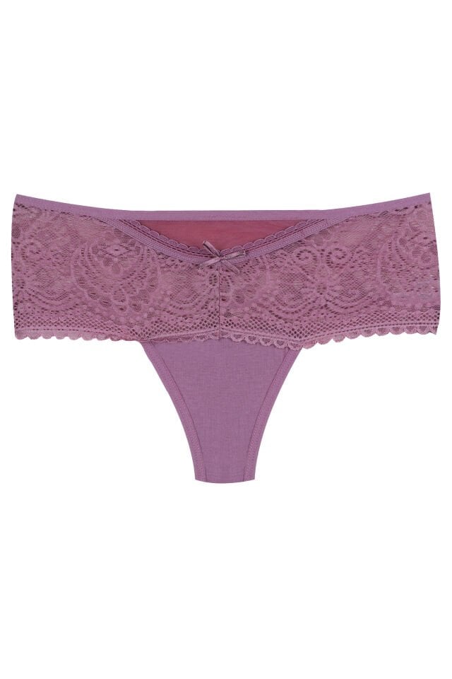 Kadın 4'lü Dantel Detaylı Tanga Siyah - Beyaz - Bordo - M/L