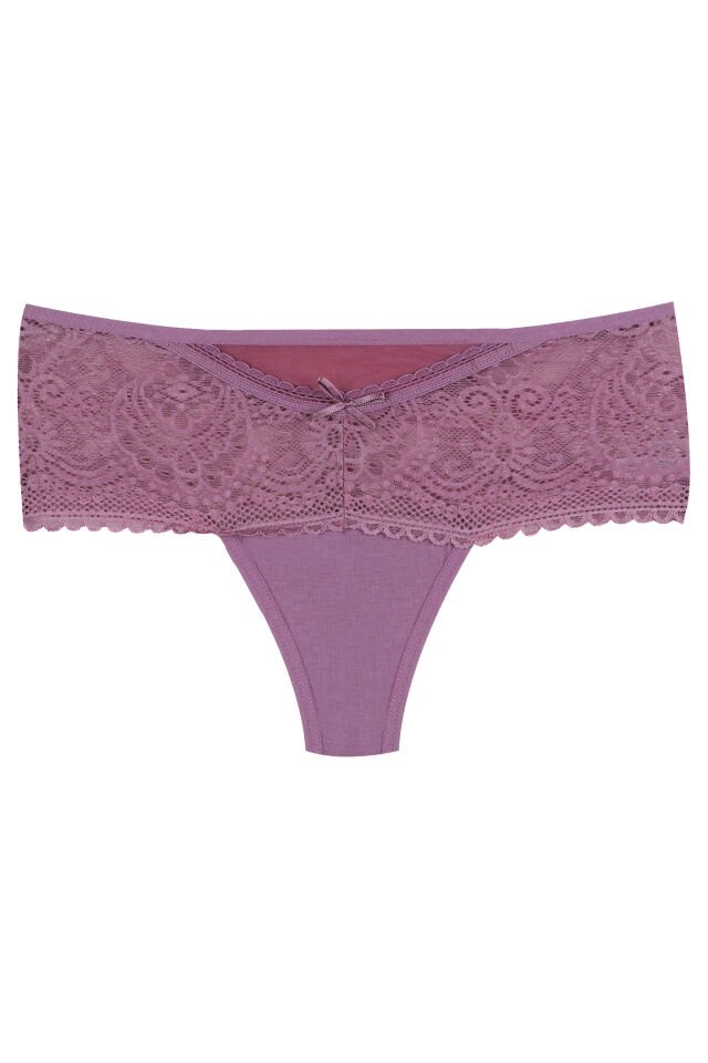 Kadın 4'lü Dantel Detaylı Tanga Siyah - Beyaz - Bordo - M/L