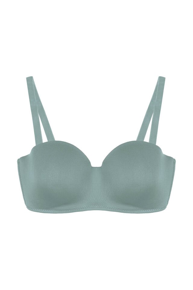 Kadın Dolgusuz Mikro Straplez Sütyen 90B - Yeşil