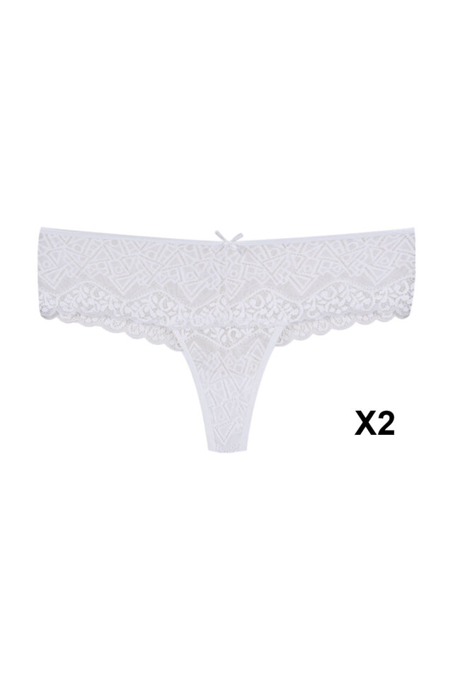 Kadın 6'lı Dantelli Tanga Siyah - Beyaz - Bordo - M/L