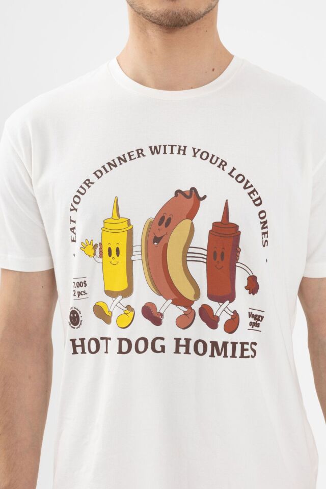 Erkek Kısa Kollu Pamuklu Sosis Baskılı Şortlu Takım KO60102 Sosis Baskılı - S - KO60102 Sosis Baskılı - S