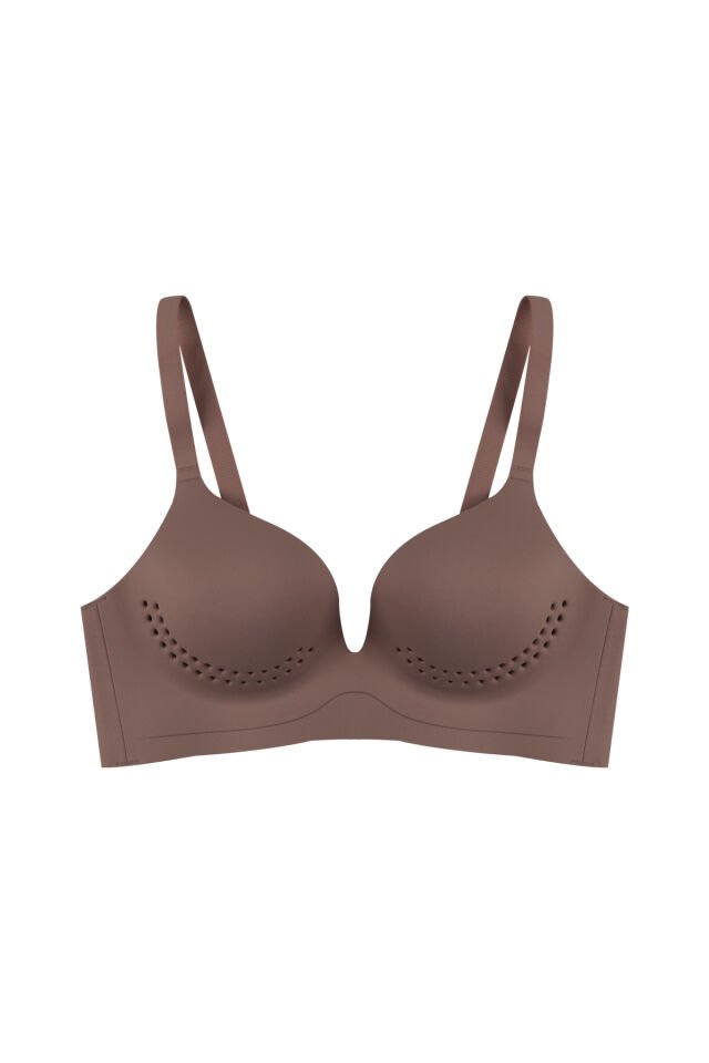 Kadın Kaplı Lazer Dikişsiz Modelli Sütyen Toprak - 90B